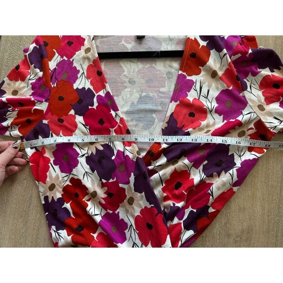 Diane Von Durstenberg 100% Silk Jersey Julian Wrap Dress Pink Floral Size 12 - Picture 6 of 7